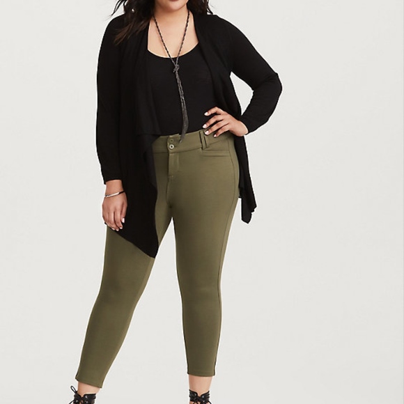 torrid Pants - Torrid Olive Ponte Knit Plus Size Ankle Trousers